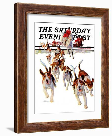 "After the Scent," Saturday Evening Post Cover, January 21, 1939-Paul Bransom-Framed Giclee Print