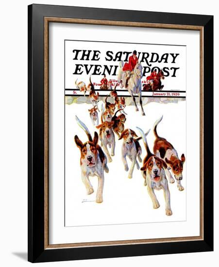 "After the Scent," Saturday Evening Post Cover, January 21, 1939-Paul Bransom-Framed Giclee Print