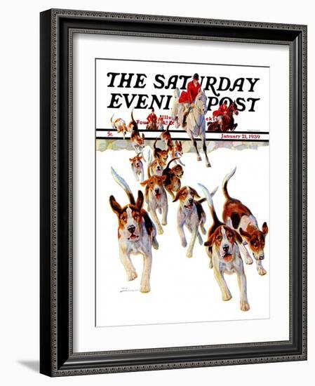 "After the Scent," Saturday Evening Post Cover, January 21, 1939-Paul Bransom-Framed Giclee Print