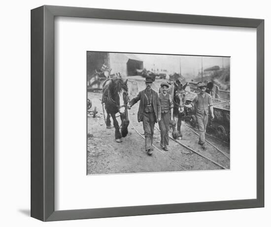 'After the settlement: Miners taking their ponies back to the pit', 1915-Unknown-Framed Photographic Print
