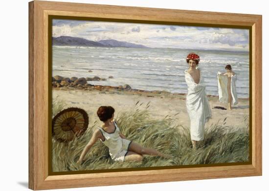 After the Swim at Hornbaek Beach, Denmark-Paul Fischer-Framed Premier Image Canvas