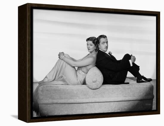 After the Thin Man by W.S. Van Dyke with Myrna Loy, William Powell, 1936 (b/w photo)-null-Framed Stretched Canvas