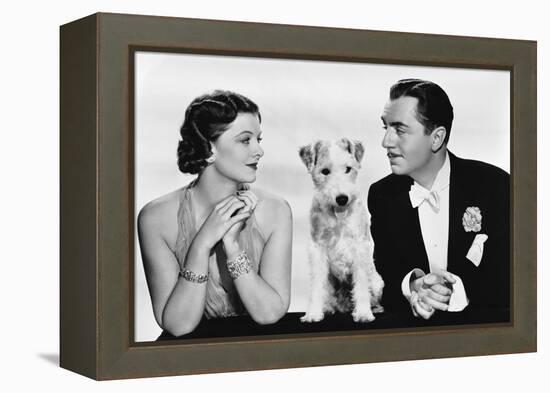 After the Thin Man by W.S. Van Dyke with Myrna Loy, William Powell, the dog Asta, 1936 (b/w photo)-null-Framed Stretched Canvas