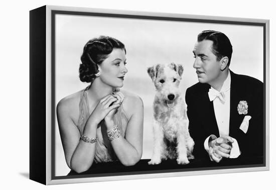 After the Thin Man by W.S. Van Dyke with Myrna Loy, William Powell, the dog Asta, 1936 (b/w photo)-null-Framed Stretched Canvas