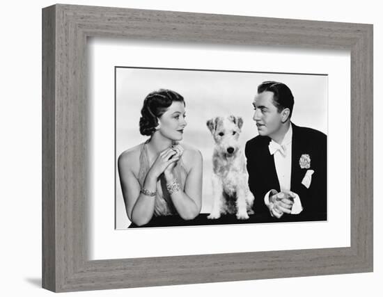 After the Thin Man by W.S. Van Dyke with Myrna Loy, William Powell, the dog Asta, 1936 (b/w photo)-null-Framed Photo