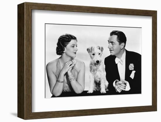 After the Thin Man by W.S. Van Dyke with Myrna Loy, William Powell, the dog Asta, 1936 (b/w photo)-null-Framed Photo