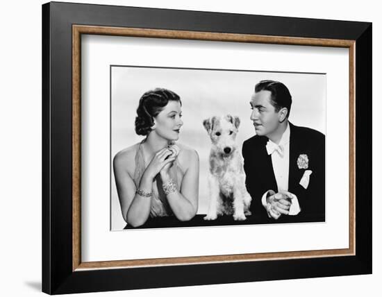 After the Thin Man by W.S. Van Dyke with Myrna Loy, William Powell, the dog Asta, 1936 (b/w photo)-null-Framed Photo