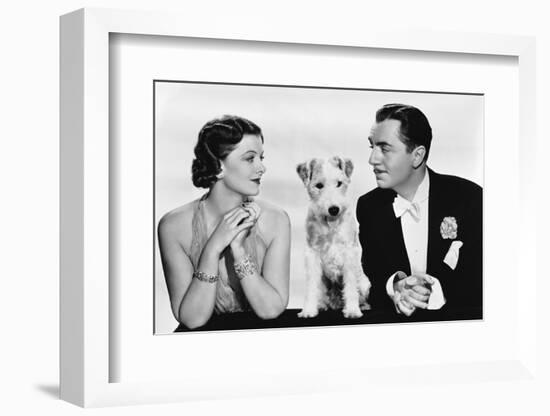 After the Thin Man by W.S. Van Dyke with Myrna Loy, William Powell, the dog Asta, 1936 (b/w photo)-null-Framed Photo