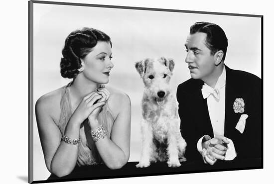 After the Thin Man by W.S. Van Dyke with Myrna Loy, William Powell, the dog Asta, 1936 (b/w photo)-null-Mounted Photo