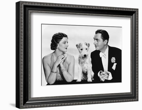 After the Thin Man by W.S. Van Dyke with Myrna Loy, William Powell, the dog Asta, 1936 (b/w photo)-null-Framed Photo