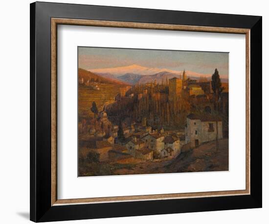 Afterglow - the Alhambra and Sierra Nevada, Granada, c.1905-Albert Moulton Foweraker-Framed Giclee Print