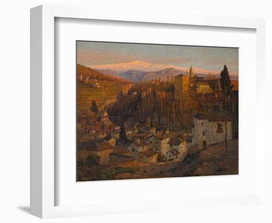 Afterglow - the Alhambra and Sierra Nevada, Granada, c.1905-Albert Moulton Foweraker-Framed Giclee Print