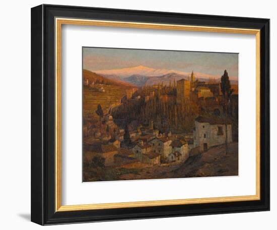 Afterglow - the Alhambra and Sierra Nevada, Granada, c.1905-Albert Moulton Foweraker-Framed Giclee Print