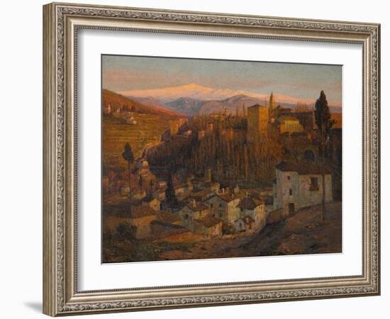 Afterglow - the Alhambra and Sierra Nevada, Granada, c.1905-Albert Moulton Foweraker-Framed Giclee Print