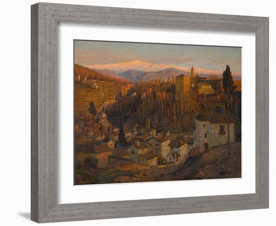 Afterglow - the Alhambra and Sierra Nevada, Granada, c.1905-Albert Moulton Foweraker-Framed Giclee Print