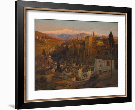 Afterglow - the Alhambra and Sierra Nevada, Granada, c.1905-Albert Moulton Foweraker-Framed Giclee Print