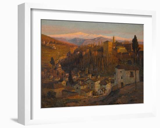 Afterglow - the Alhambra and Sierra Nevada, Granada, c.1905-Albert Moulton Foweraker-Framed Giclee Print