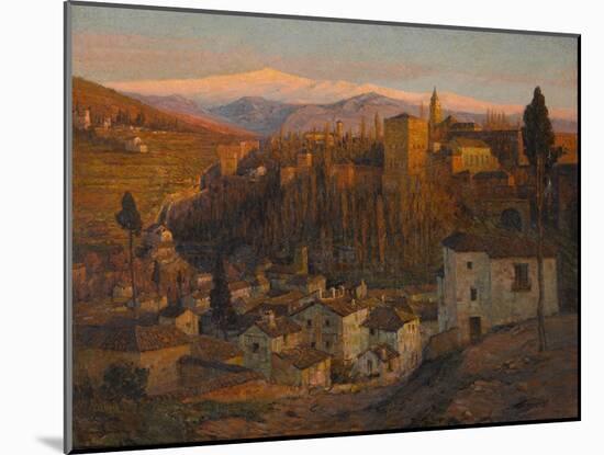 Afterglow - the Alhambra and Sierra Nevada, Granada, c.1905-Albert Moulton Foweraker-Mounted Giclee Print