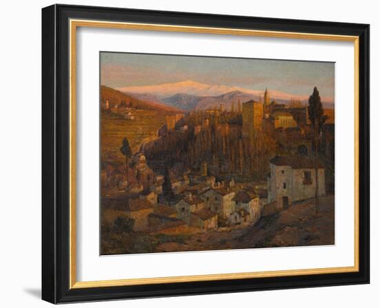 Afterglow - the Alhambra and Sierra Nevada, Granada, c.1905-Albert Moulton Foweraker-Framed Giclee Print