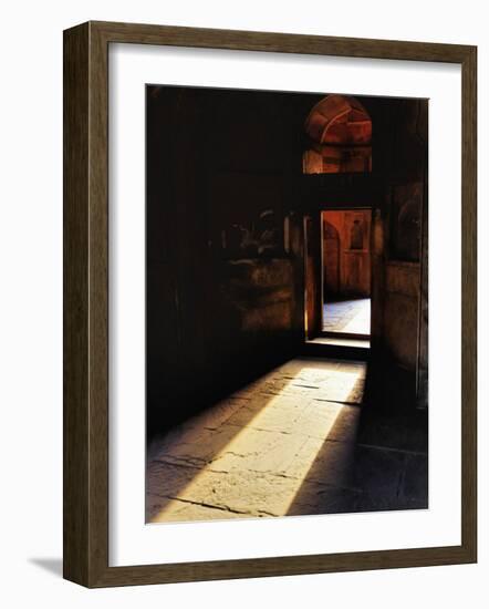 Afternon sunlight through doorway, Tomb of Mohammed Shah, Lodhi Gardens, New Delhi, India-Adam Jones-Framed Photographic Print