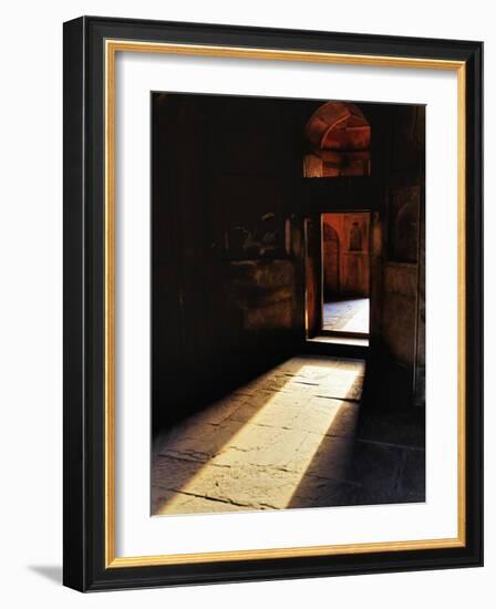 Afternon sunlight through doorway, Tomb of Mohammed Shah, Lodhi Gardens, New Delhi, India-Adam Jones-Framed Photographic Print