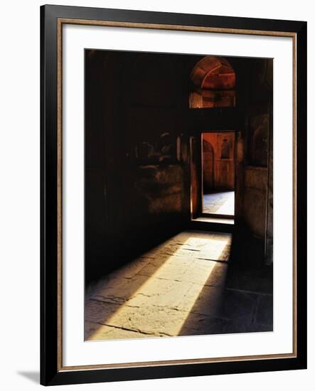 Afternon sunlight through doorway, Tomb of Mohammed Shah, Lodhi Gardens, New Delhi, India-Adam Jones-Framed Photographic Print