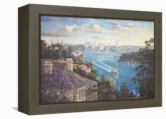 Afternoon Light Sydney Harbour-John Bradley-Framed Premier Image Canvas