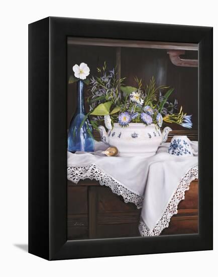 Afternoon Tea con Bottiglia Blu-Danka Weitzen-Framed Premier Image Canvas