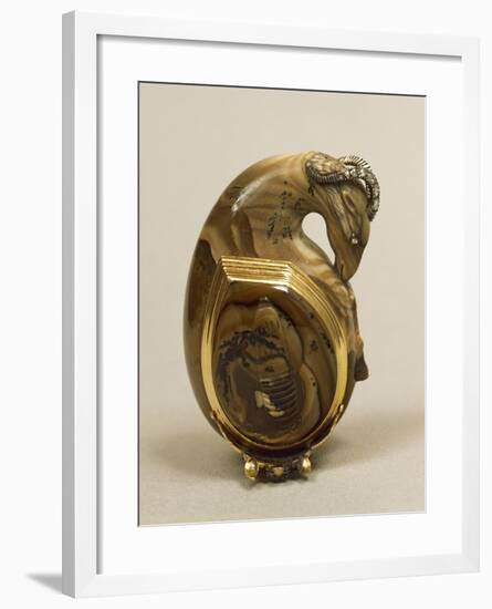 Agate Snuffbox in Shape of Ram's Head, with Gold Mount and Set with Rose-Cut Diamonds, around 1760-null-Framed Giclee Print