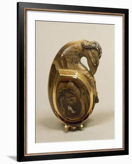 Agate Snuffbox in Shape of Ram's Head, with Gold Mount and Set with Rose-Cut Diamonds, around 1760-null-Framed Giclee Print