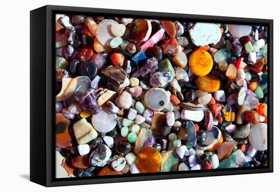 Agate Stone with Many Colorful Mineral Quartz Rock Crystal-holbox-Framed Premier Image Canvas