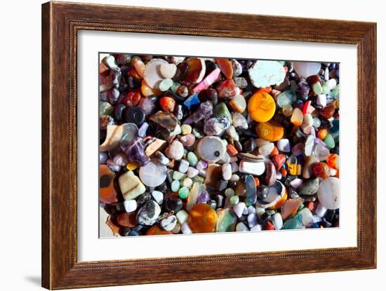 Agate Stone with Many Colorful Mineral Quartz Rock Crystal-holbox-Framed Photographic Print