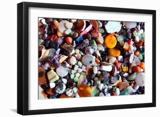 Agate Stone with Many Colorful Mineral Quartz Rock Crystal-holbox-Framed Photographic Print
