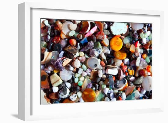 Agate Stone with Many Colorful Mineral Quartz Rock Crystal-holbox-Framed Photographic Print