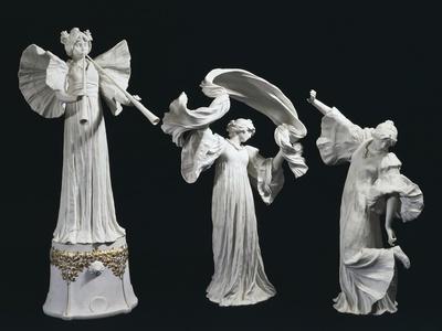Three Art Nouveau Style Statuettes of Female Figures of Triumph' Giclee  Print - Agathon Leonard | Art.com
