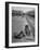 Aged Refugee Fighting Hunger, Sweeps Up Spilled Rice on the Railroad Station Platform-Jack Birns-Framed Photographic Print