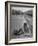 Aged Refugee Fighting Hunger, Sweeps Up Spilled Rice on the Railroad Station Platform-Jack Birns-Framed Photographic Print