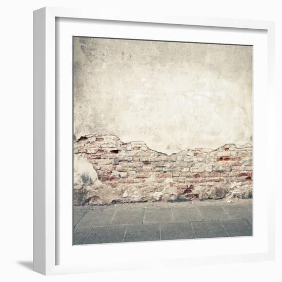 Aged Street Wall Background, Texture-donatas1205-Framed Art Print