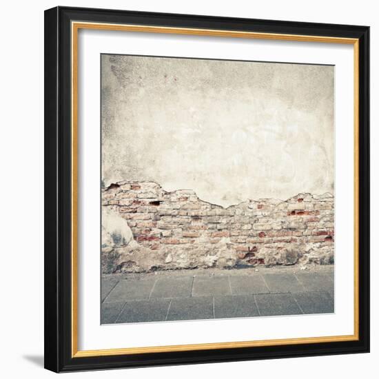 Aged Street Wall Background, Texture-donatas1205-Framed Art Print