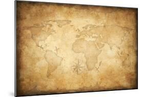 Aged Treasure Map Background-Andrey_Kuzmin-Mounted Art Print