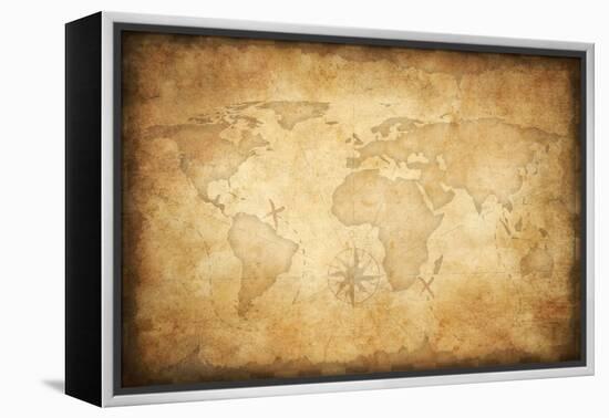 Aged Treasure Map Background-Andrey_Kuzmin-Framed Stretched Canvas