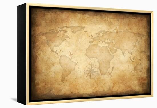 Aged Treasure Map Background-Andrey_Kuzmin-Framed Stretched Canvas