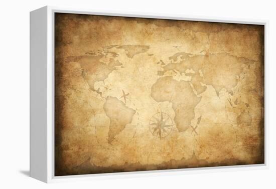 Aged Treasure Map Background-Andrey_Kuzmin-Framed Stretched Canvas