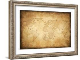 Aged Treasure Map Background-Andrey_Kuzmin-Framed Art Print