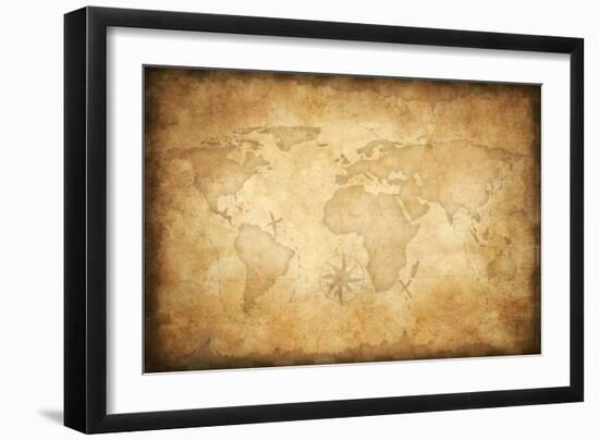 Aged Treasure Map Background-Andrey_Kuzmin-Framed Art Print