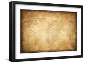 Aged Treasure Map Background-Andrey_Kuzmin-Framed Art Print