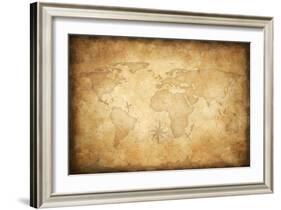 Aged Treasure Map Background-Andrey_Kuzmin-Framed Art Print