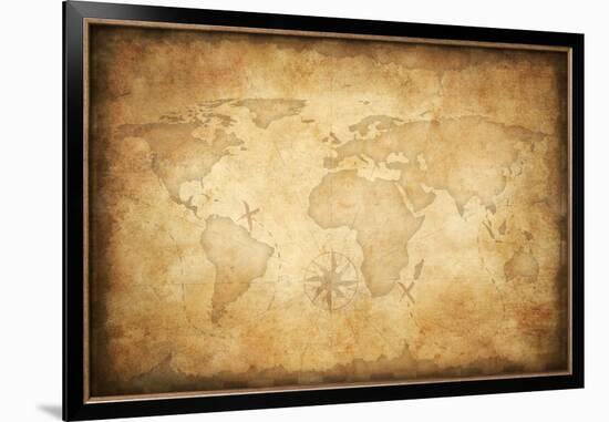 Aged Treasure Map Background-Andrey_Kuzmin-Framed Art Print