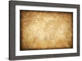 Aged Treasure Map Background-Andrey_Kuzmin-Framed Art Print