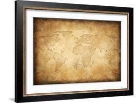 Aged Treasure Map Background-Andrey_Kuzmin-Framed Art Print
